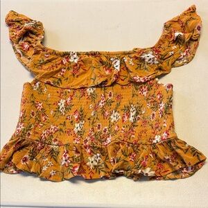 Sofi Angel Burnt Yellow Floral Crop Top Sz XL